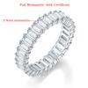 FEOBUR 2*4mm Emerald Cut All Moissanite Wedding Ring for Women Baguette Lab Diamond Eternity Band 925 Silver Jewelry
