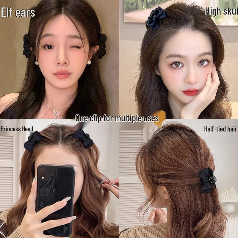 Black Elf Ear Bow Hair Claw Clip - Princess Style Hair Accessory