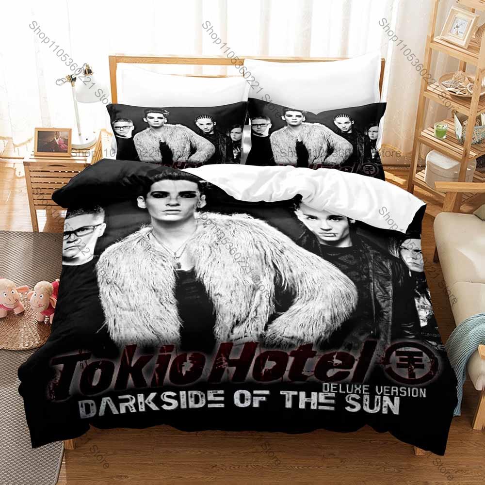 Cool Tokio Hotel German Rock Band Bedding Set 3Pcs 1 Duvet Cover+2 Pillowcases 3D Print Soft Microfiber Bedroom Bed Linens