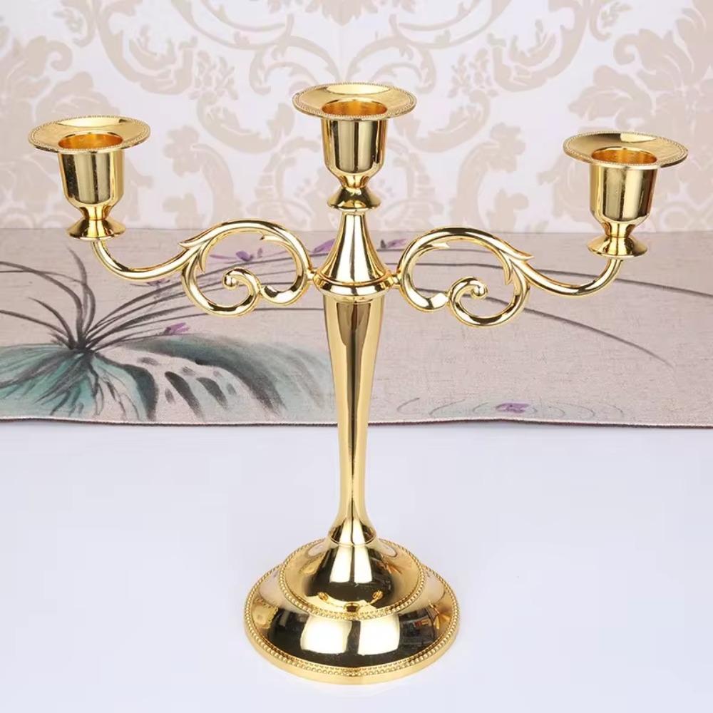 Metal Zinc Zinc Alloy Candle Holder Electroplated Candelabrum European Candlestick  Hotel