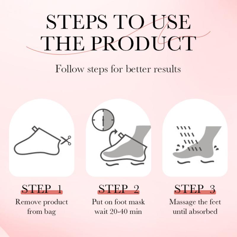 Sadoer Masque pour les pieds adoucissant et éclaircissant à la niacinamide à la fraise, traitement rajeunissant, masque pour les pieds