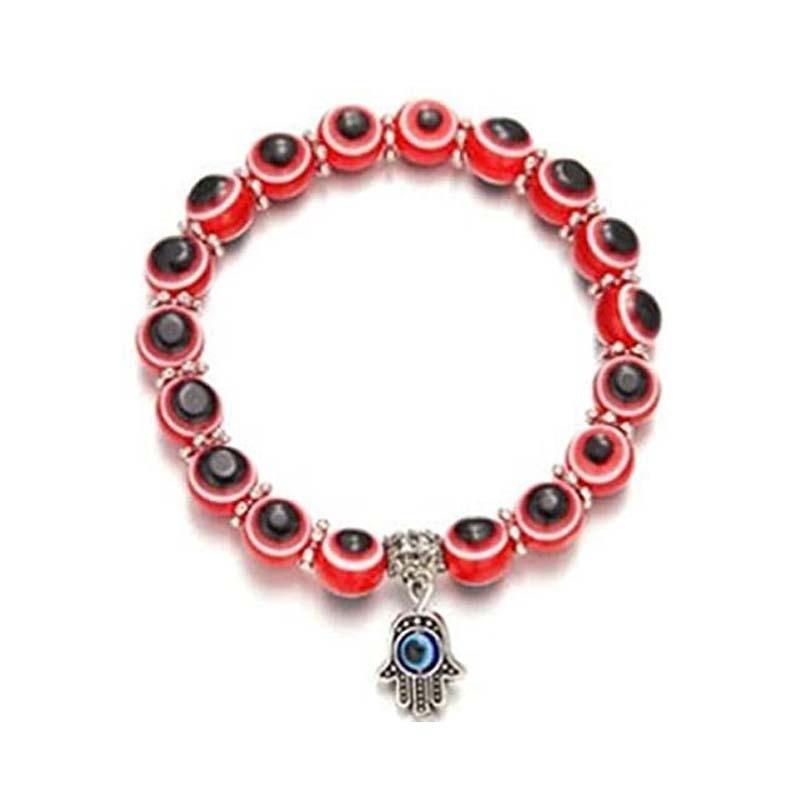 Handmade Bohemian Colorful Evil Eye Seed Bead Charm Bracelet For Women Elastic Beach Bangle Jewelry