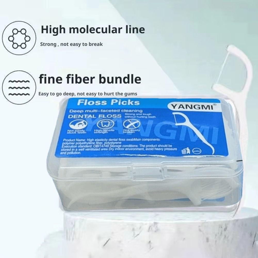50Pcs/Box High Tensile Strength Floss Stick Carrying Case Toothpick Dental Floss Oral Hygiene Care