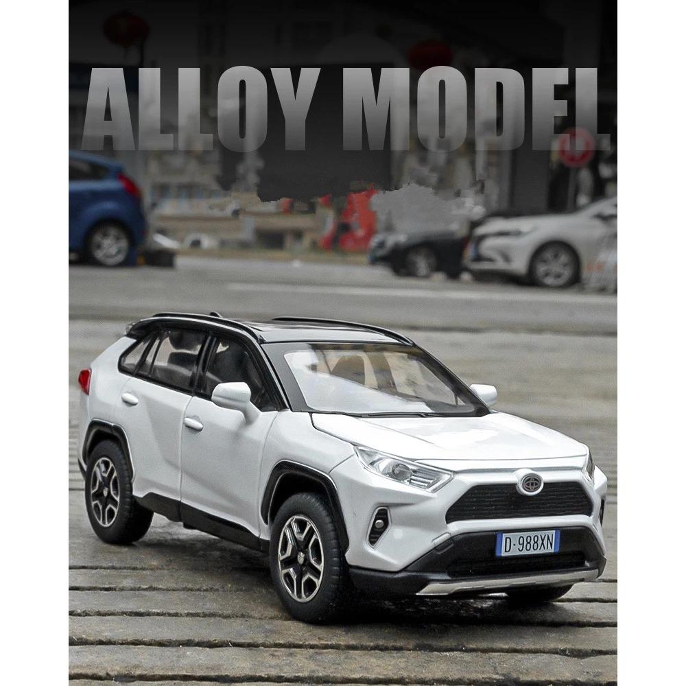 1/32 Toyota RAV4 SUV Legeringsskala Bilmodell Støpt Metall Miniatyr Leketøykjøretøy Lyd og Lys Samleobjekter Barnes leketøy Gaver