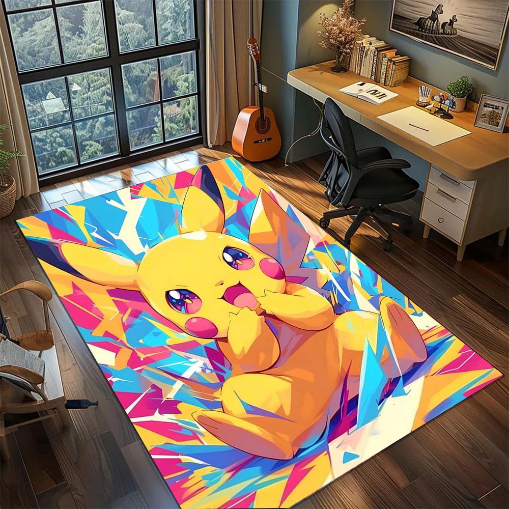 Pikachu Non Slip Carpet Rug Large Area, Washable Floor Mat Household Decoration Gamer Bedroom.-TING