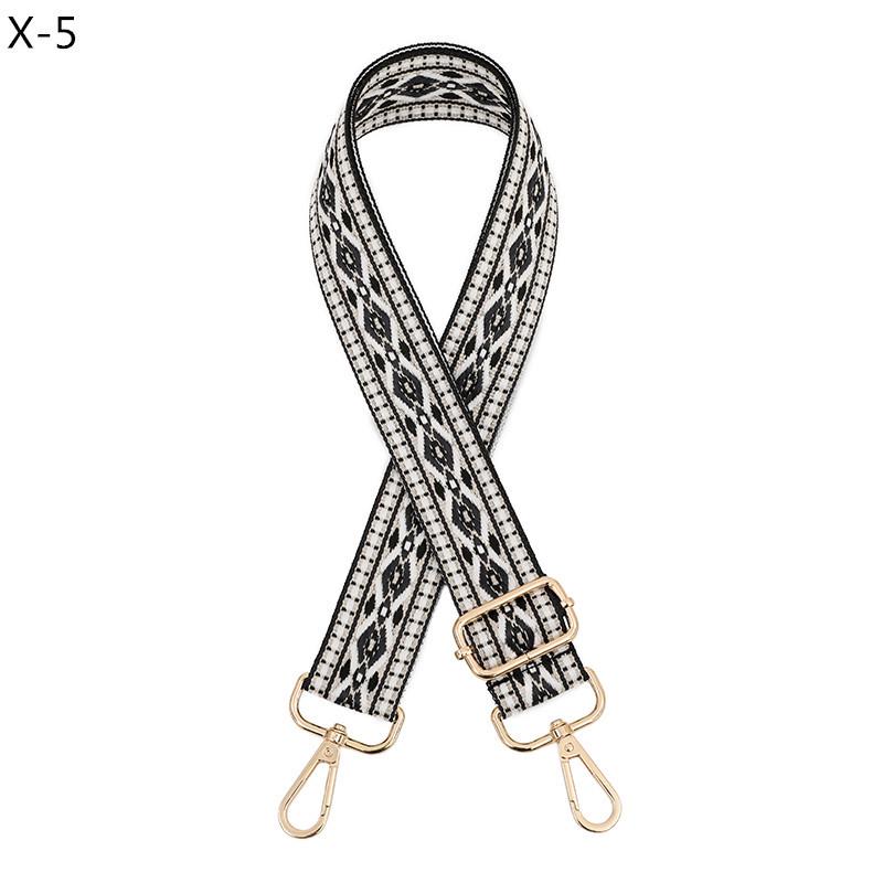 

Ethnic Style Adjustable Diamond Lattice Jacquard Cross-Body Strap Accessory Antique Finish