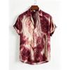 Men's Ink Marble Pattern Short Sleeve Shirt with Water Flow Texture Full Print Collar Button Beach Vacation Shirt