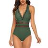 Sexy Swimwear Women One Piece Swimsuits Solid Mesh Bathing Suits Cross Back Beach Wear