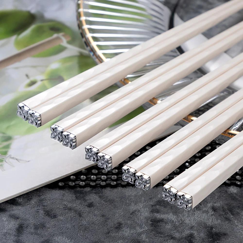 5 Pairs Japanese Chopsticks Sushi Sticks Korean Chopsticks Reusable Alloy Chop Sticks Kitchen Tableware Tool Accessories