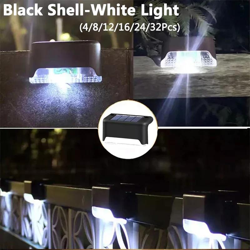 32/24/16/12/8/4Pcs Solar Deck Lights Outdoor Waterproof LED Fence Lights Garden Step Lamp for Patio Stairs Railing Pathway Step