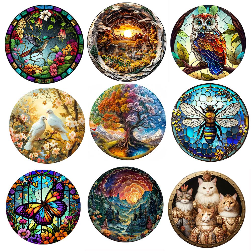 Wooden Animal Puzzles Jigsaw for Adults Kids Mysterious Medal Puzzle Child Toys Gifts Games 3D Wooden Puzzles Jigsaw