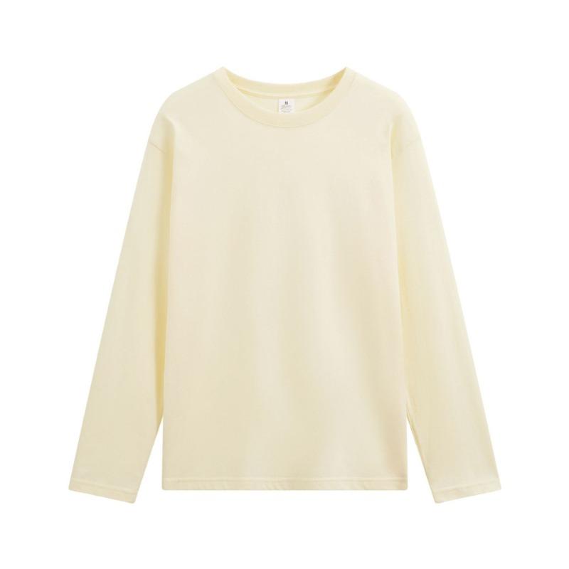 New Round Neck Loose Tees Long Sleeve T-shirt 12 Solid Color Cotton White T-shirt High Quality Oversized Tees Plus Size S-5XL