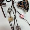 Retro Leopard Star Keychain with Woven Leather and Beaded Heart Pendant