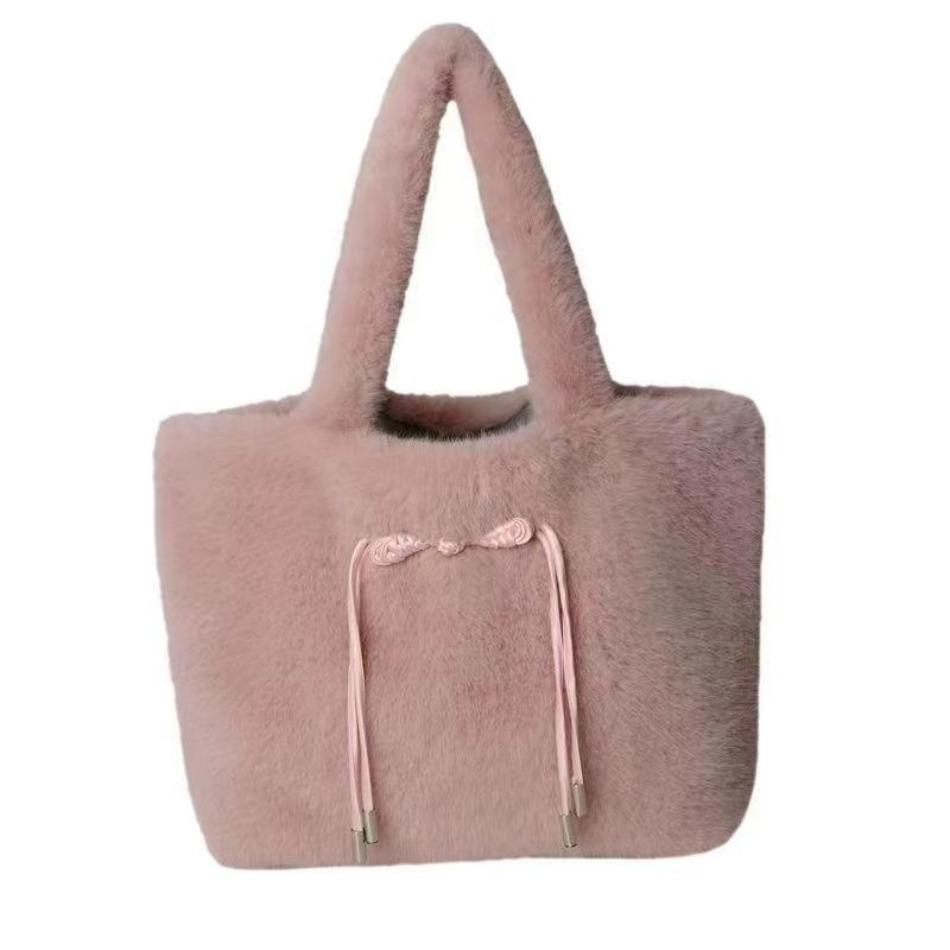 Underarm Plush Bag Women's 2024 Large Capacity Soft Plush Handbag Fashionable Shoulder Tote Bag Female Women's NEW