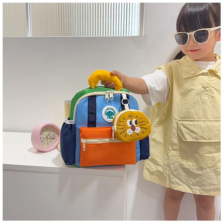 Schoolbag kindergarten children cartoon small schoolbag dopamine color matching light and cute backpack children travel foreign style backpack