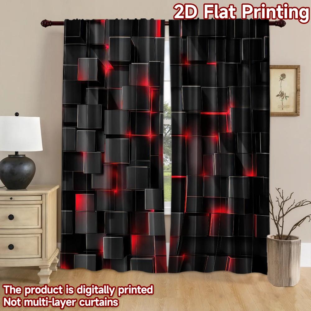2D flat Photography Backdrop Popular Scene Backdrop Black Cubes with Red 100% Polyester Birthday Party for Holiday