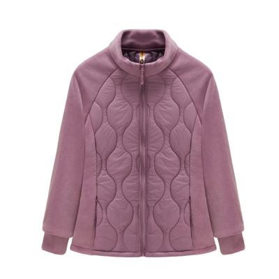 Autumn and Winter Women's New Style Spliced Stand Collar Zipper Pockets Fashionable Loose Versatile Casual Long-sleeved Jacket