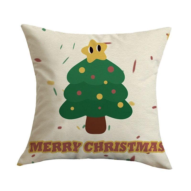 Merry Christmas Tree Throw Pillow Cover, Festive Embroidered Cushion Case for Home Decor