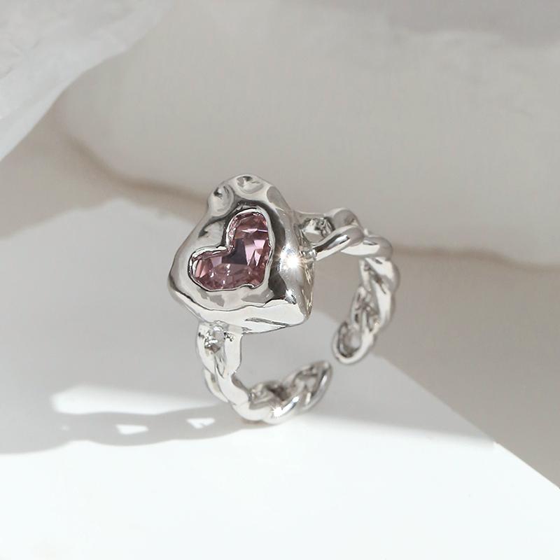 Y2k Kristall Herz Ringe Set Für Frauen Mädchen Vintage Zinklegierung Farbe Unregelmäßige Ringe Mode Kpop Zirkon Ringe Party Zirkon Geschenke