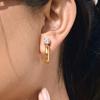 Youthway Delicate Round Zircon Earrings For Women 18K Gold PVD Plated Stainless Steel C Shape Stud Earrings Fashion Jewelry Gift