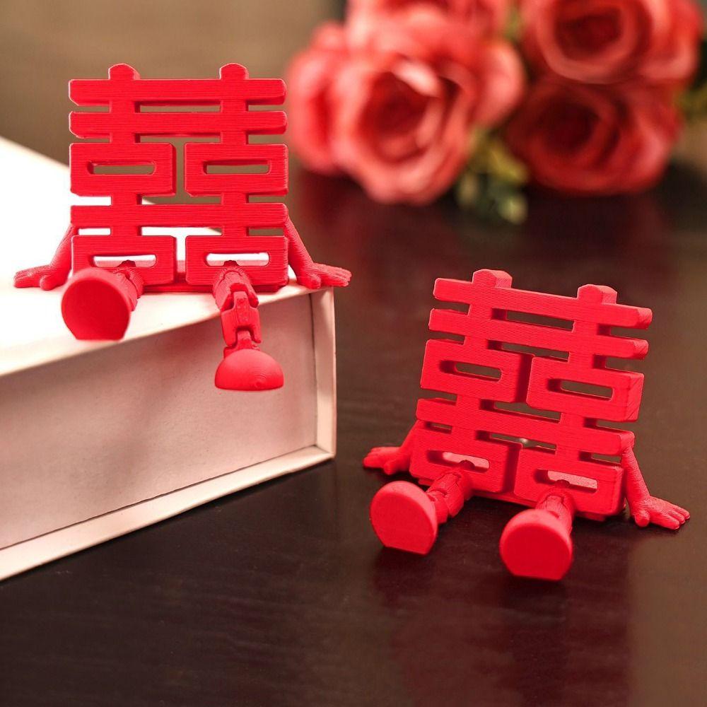 1/2Pcs Traditional Chinese Wedding Decorations Double Happiness Ornaments Bridal Room Decor