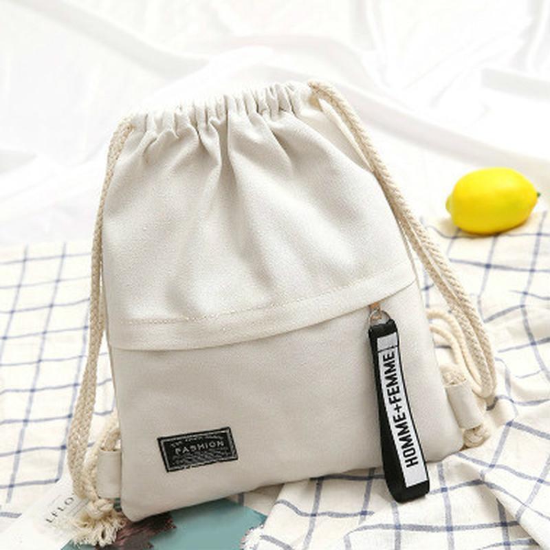 1 Pcs Drawstring Canvas Bag Large Capacity Backpack Student Tutoring Cloth Bag Lightweight And Casual Drawstring Pocket