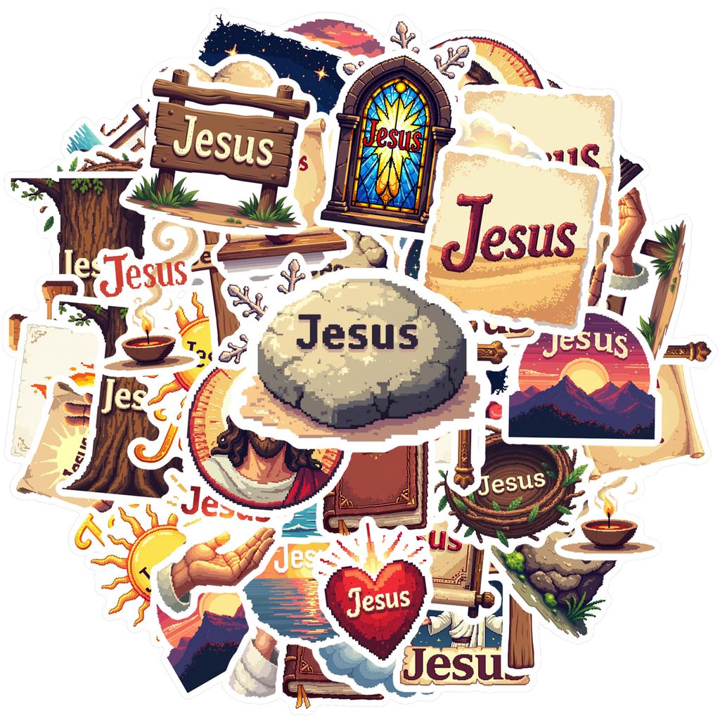 35pcs-70pcs  Spirituality Stickers Iconic Jesus Teacher Reward Stickers Religious Stickers For Notebook Luggage Mobile