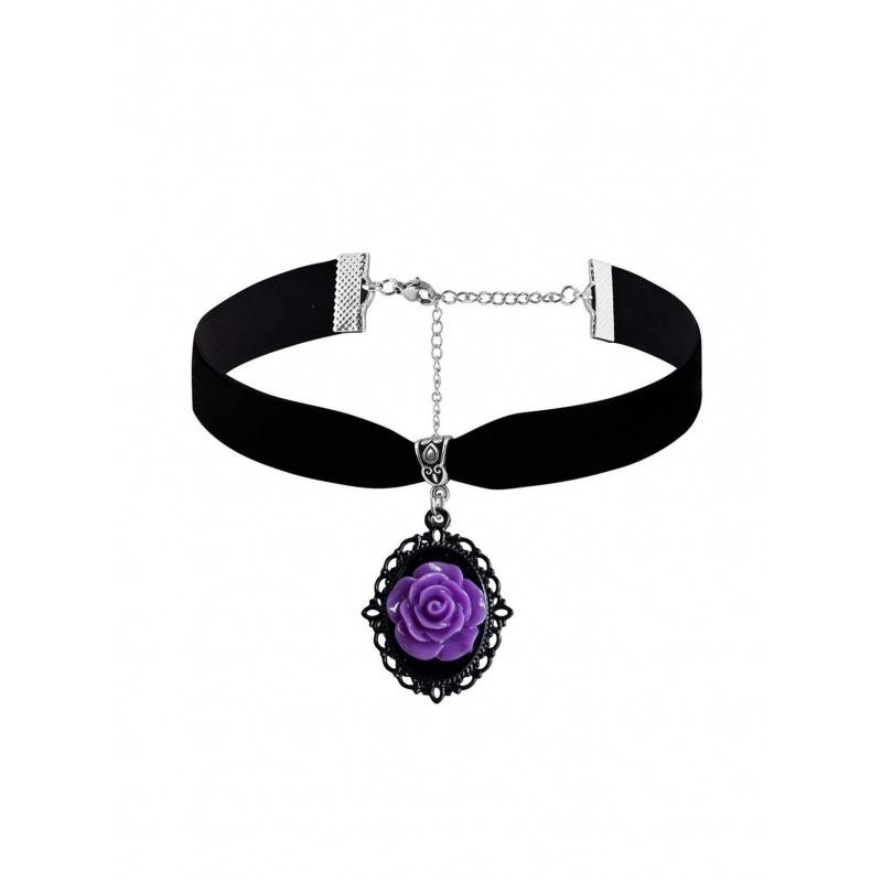 Gothic Resin Rose Velvet Choker Necklace