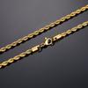 Ropes Long Necklace for Men Women,Stainless Steel Minimalist Twist Rope Chain Necklace,Punk Gold Silver Black Color 2 TO 5mm
