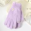 Finger gloves winter women's new thickened warm solid color cute student cycling cold-proof wool gloves women