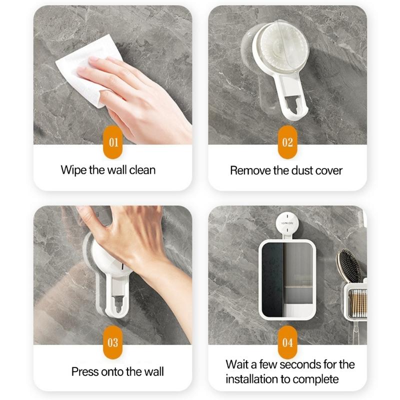 Diseños de fácil instalación Espejo con ventosa Accesorio portátil Conveniente para el baño y la ducha Sin diseño antivaho