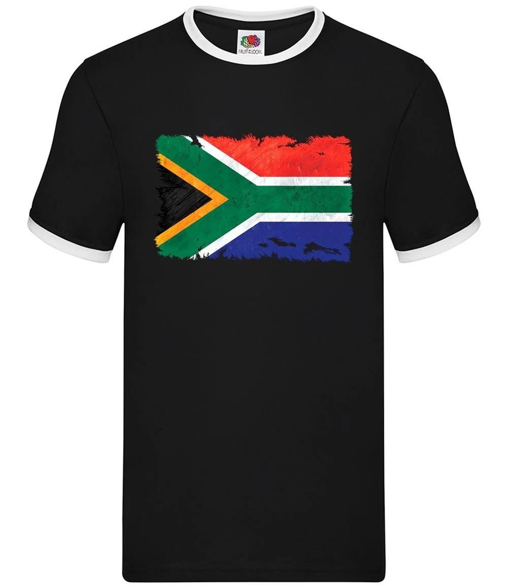 South Africa Grunge Style Flag - Mens Ringer - Cape Town Country Travel Gift M