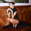 European & American Sexy Hollow Stand Collar High Slit Short Sleeve Long Dress