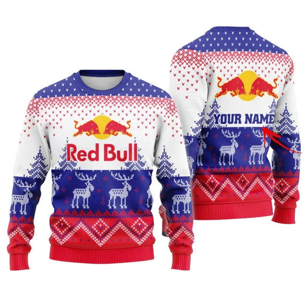 New Autumn Winter Red Bull Christmas Casual Fashion Pullover O-Neck Loose Comfortable Pullover