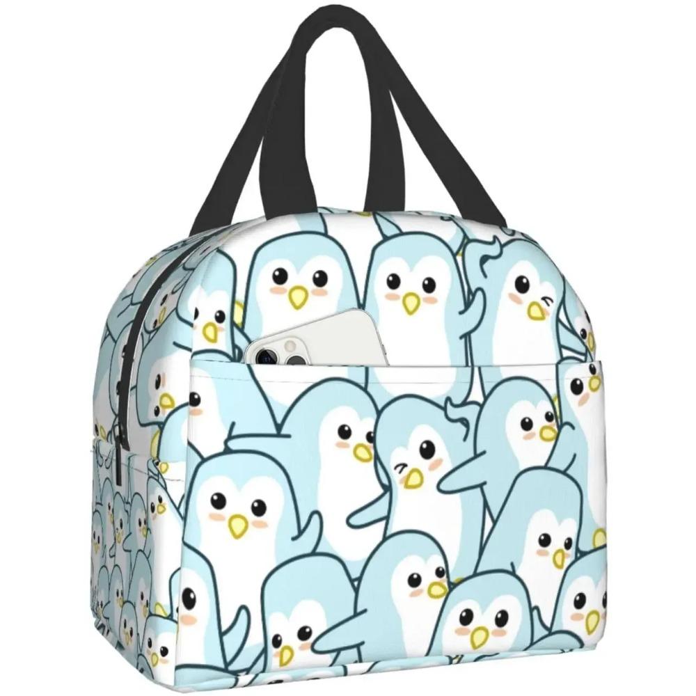 

Милый пингвин музыкант узор ланч-бокс бенто бокс изолированные ланч-боксы многоразовые водонепроницаемые ланч-боксы для офиса пикника походов 22x20x13CM серый