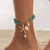 SHIXIN Boho Metal Starfish Anklets Women Charm Anklet Leg Imitation Pearl Bracelet Handmade Foot Chain Boho Jewelry Sandals Gift