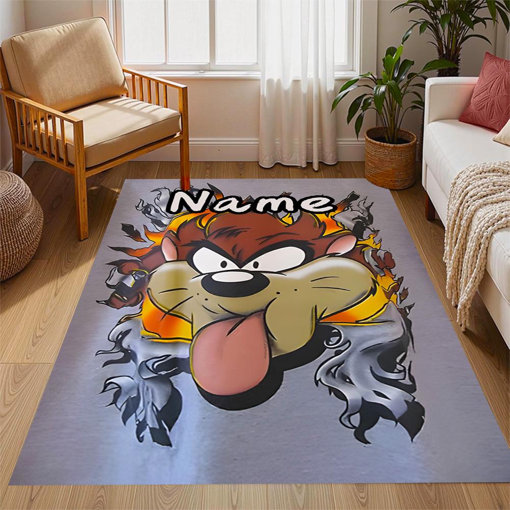 Looney Wild Fierce Taz Personalized Name Floor Rug Office Rug Suitable for Decorate Room Kitchen Outdoor Hallway Anti-slip Rug Office Home Decor