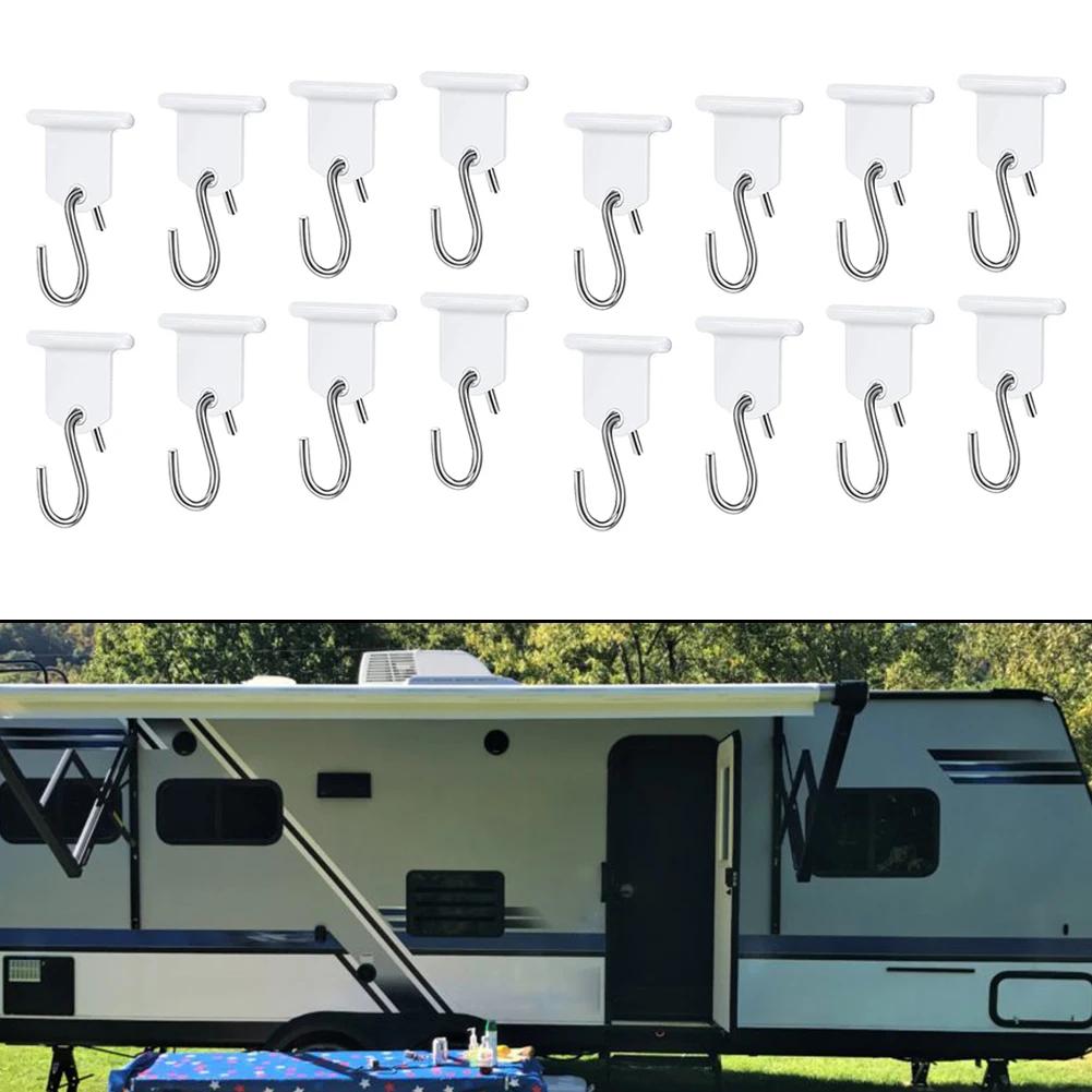 16 Buc Cârlige Markiză RV în Formă de S Cârlige pentru Bandă de Bordură Cârlige pentru Șină de Bordură de Camping Accesorii Universale pentru Rulotă Camper