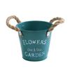Colorful Tin Flower Pot with Hemp Rope - Iron Art Planter for Succulents - Decorative Desktop Storage Bucket