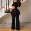 Women's 2-Piece Casual Short-Sleeve Top And Wide-Leg Pants Set