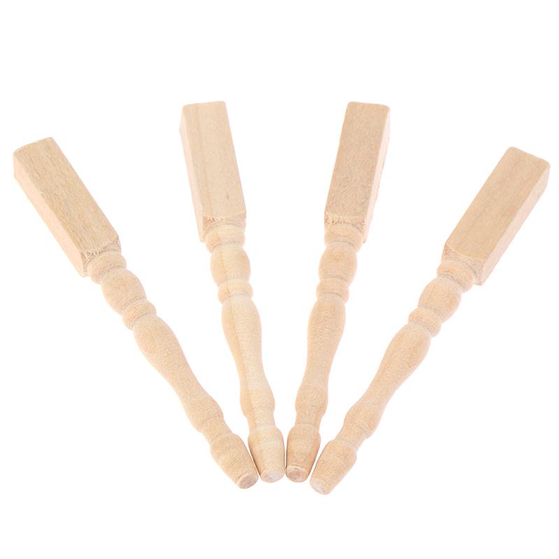 4Pcs/Set 1:12 Dollhouse Miniature Diy Wooden Table Leg Furniture Accessories