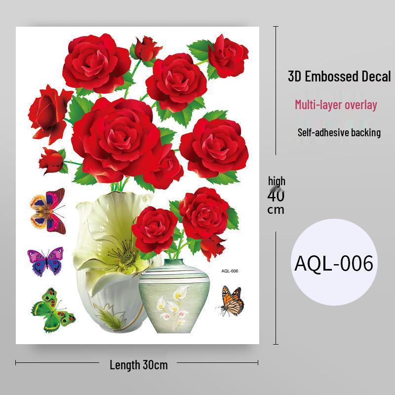

3D Водонепроницаемая самоклеящаяся наклейка на стену в виде вазы для украшения шкафа и холодильника