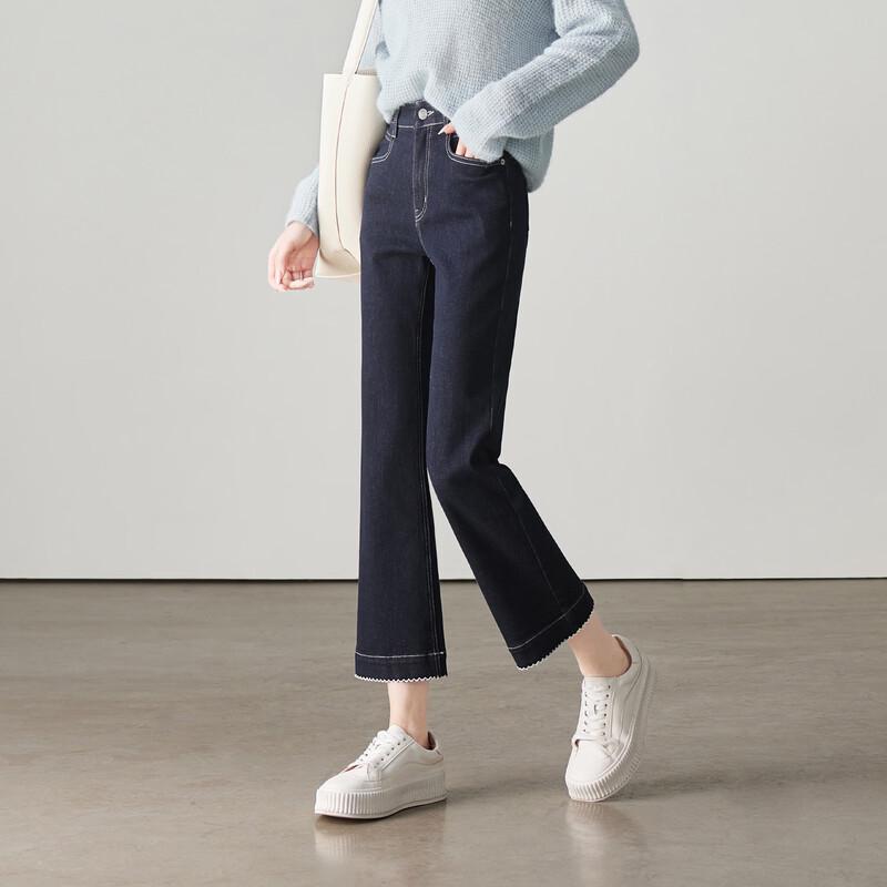 SOFSIL 2026 Spring High-Waist Lace Trim Flared Denim Jeans for Women
