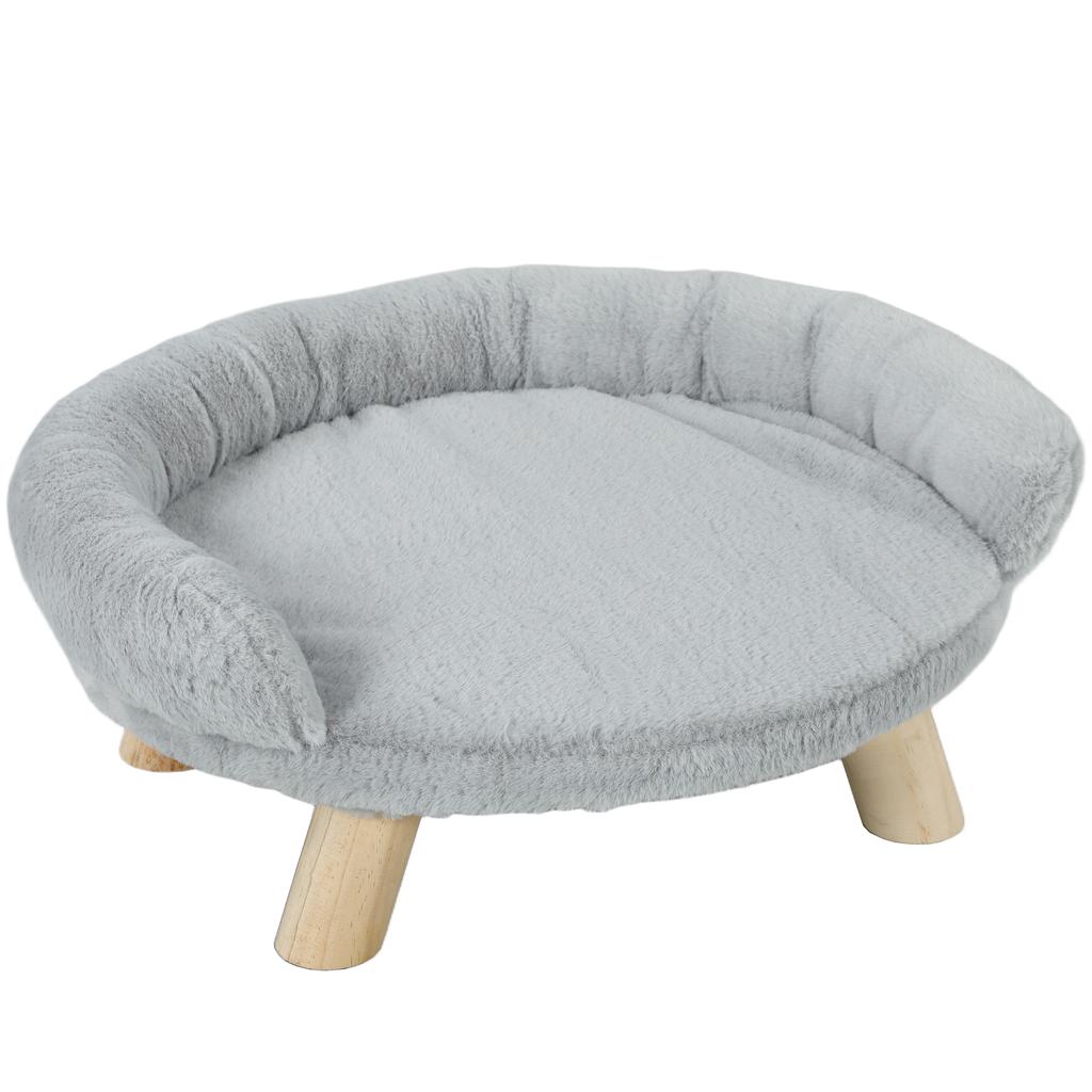 Removable Plush Sofa Bed for Dogs and Cats with Backrest, 47x40x20 Cm, Grey
