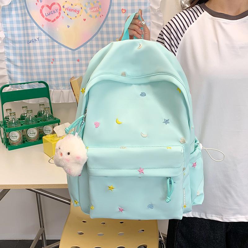 Korean version schoolbag female college student cute embroidery large-capacitycomputer backpack lightweight junior high school student travel backpack