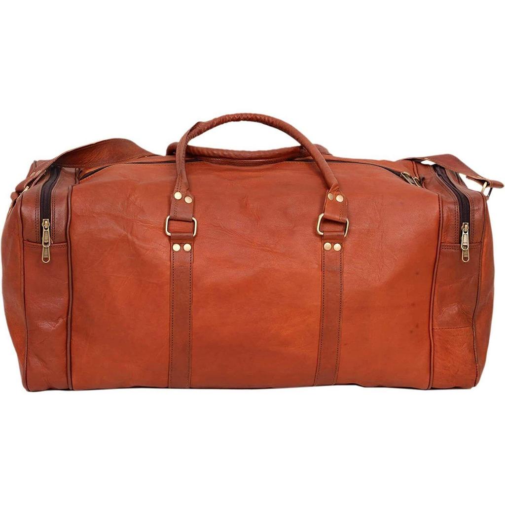 Goat Leather Tote Luggage Travel Vintage Duffel Gym Bag Men's Perfectly Crafted