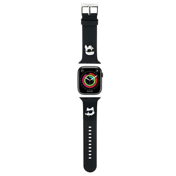 Karl Lagerfeld KLAWMSLKCNK Apple Watch Strap 38/40/41mm Black/black Strap 3D Rubber Karl&Choupette Heads