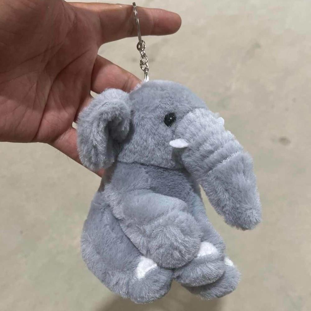 Cute Cartoon Elephant Keyring Soft Animal Bag Pendant Plush Stuffed Keychain  Backpack Decoration