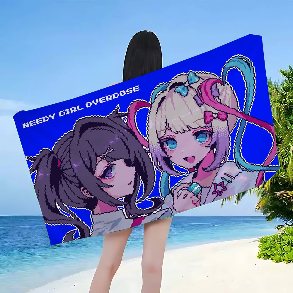 Psychological Visual Game NEEDY GIRL OVERDOSE Big Microfiber Beach Towels Quick Dry Towel Sand Beach Towels Pool Towel