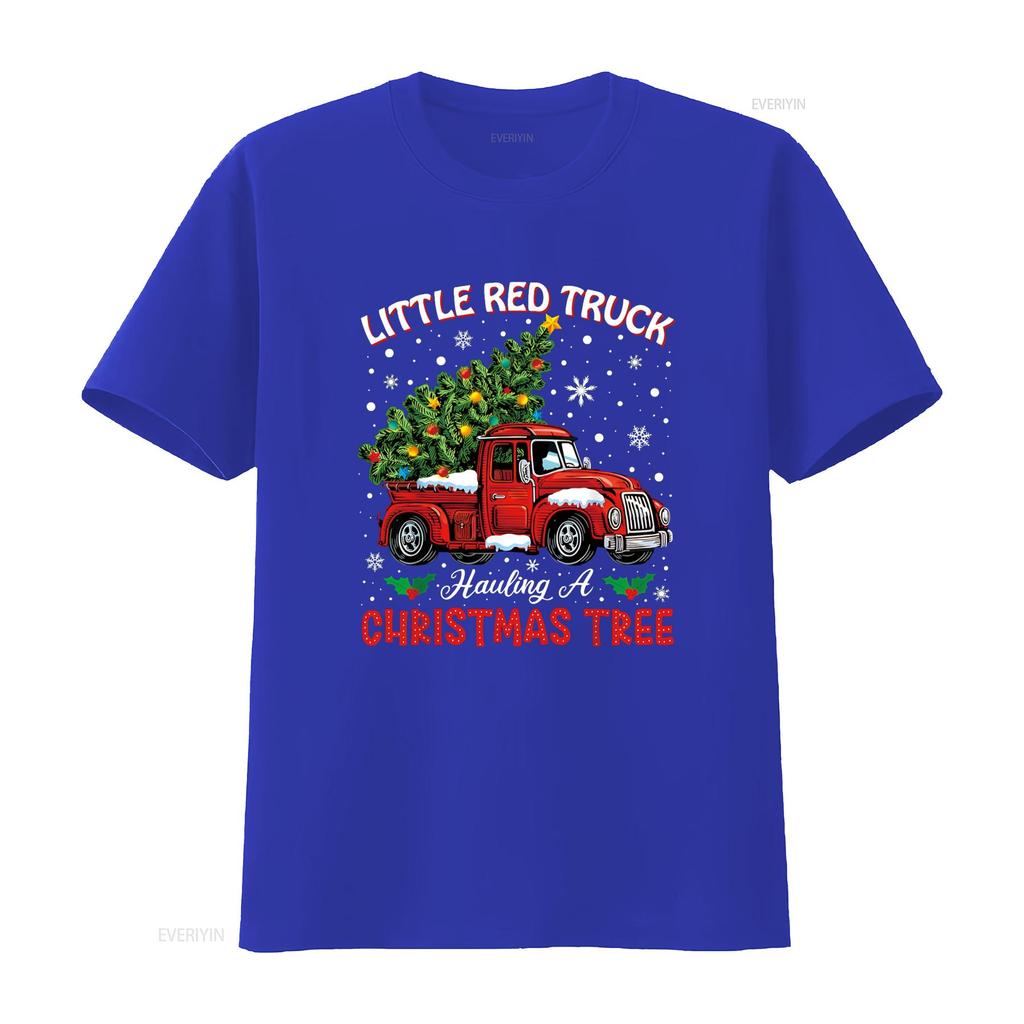 Little Red Truck Hauling A Christmas Tree T Shirt vintage Washed Comfortable Versatile Stretched homme Breathable Soft fashion